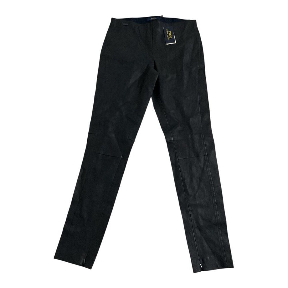 Polo Ralph Lauren 100% Lamb Leather Stretch Navy Pants Women’s L NWT $998 MSRP